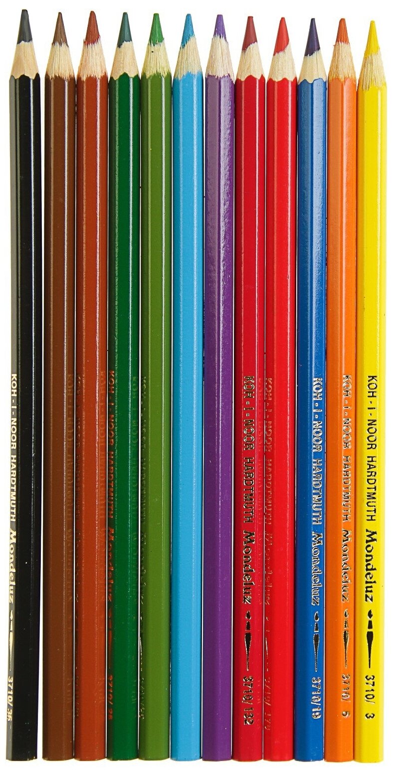 KOH-I-NOOR Акварельные карандаши Mondeluz, 12 цветов (3716012001KS) разноцветный