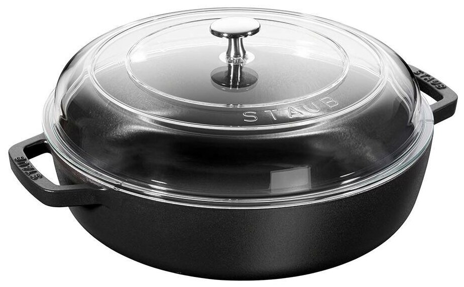 Сотейник со стеклянной крышкой, 28 см Staub, черный (12722823)