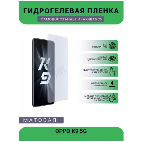 Гидрогелевая защитная пленка для телефона OPPO K9 5G, матовая, противоударная, гибкое стекло, на дисплей гидрогелевая защитная пленка для телефона oppo a93 5g матовая противоударная гибкое стекло на дисплей