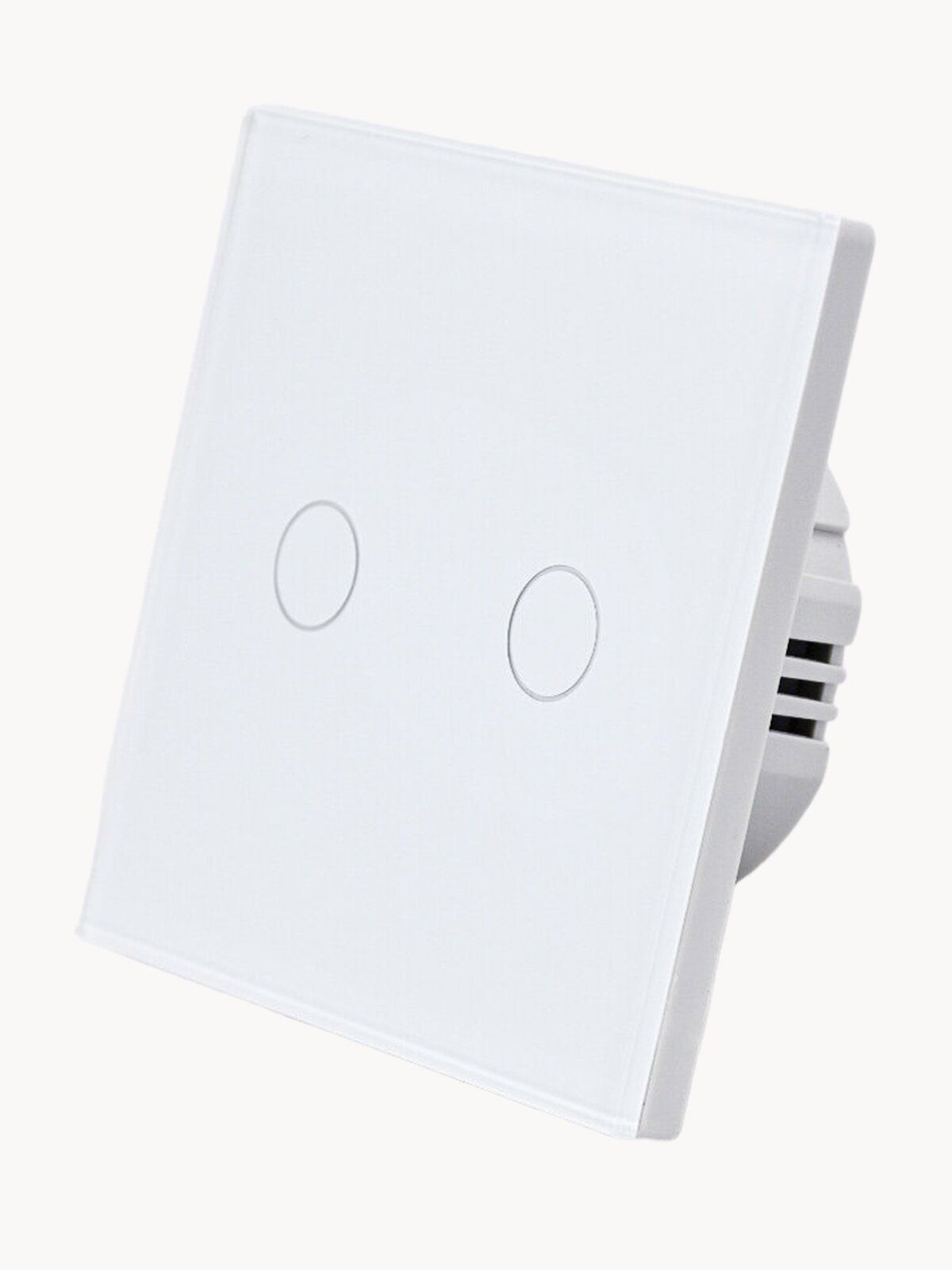 Умный сенсорный выключатель Wi-Fi+RF, двухклавишный, с нулем и без нуля, стеклянный, белый, умный дом