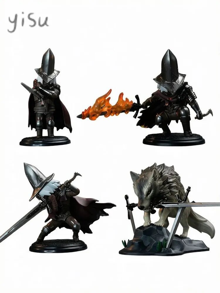 Фигурка Dark Souls SP Face The Abyss: Воин с мечом и Волк на подставке