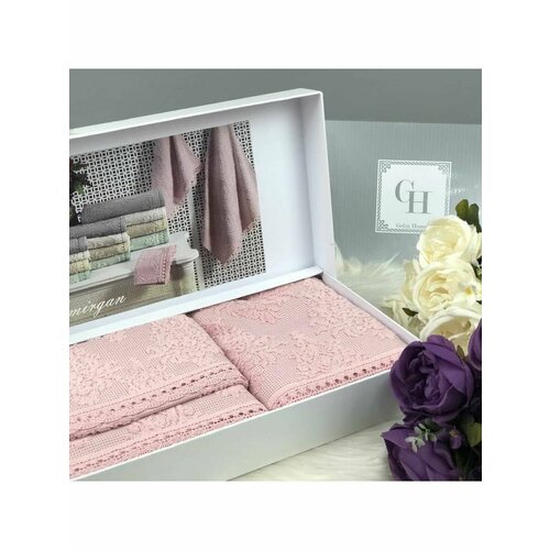 Набор полотенец (3шт) Gelin Home EMIRGAN (30*50/50*90/70*140, розовый)