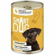 Smart Dog Консервы для взрослых собак и щенков кусочки курочки с потрошками в нежном соусе, 0.4 кг