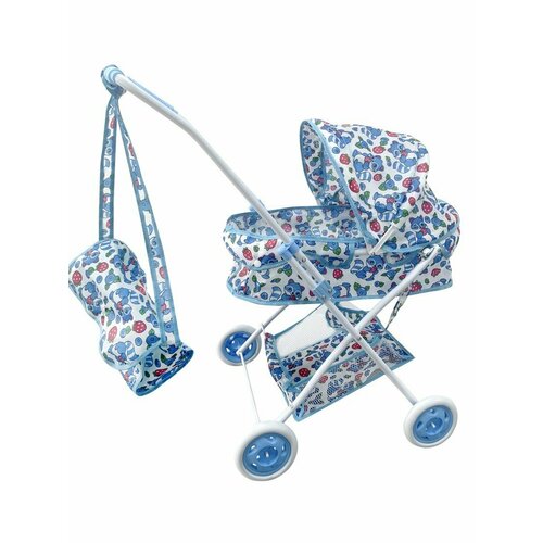 коляска люлька для кукол до 42см металлическая с сумкой и сеткой Коляска-люлька для кукол Енотики с корзиной и сумкой, металл Shantou Gepai M1263-8A