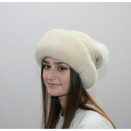 фото Шапка бини ермолка, размер 56 - 57, бежевый мария