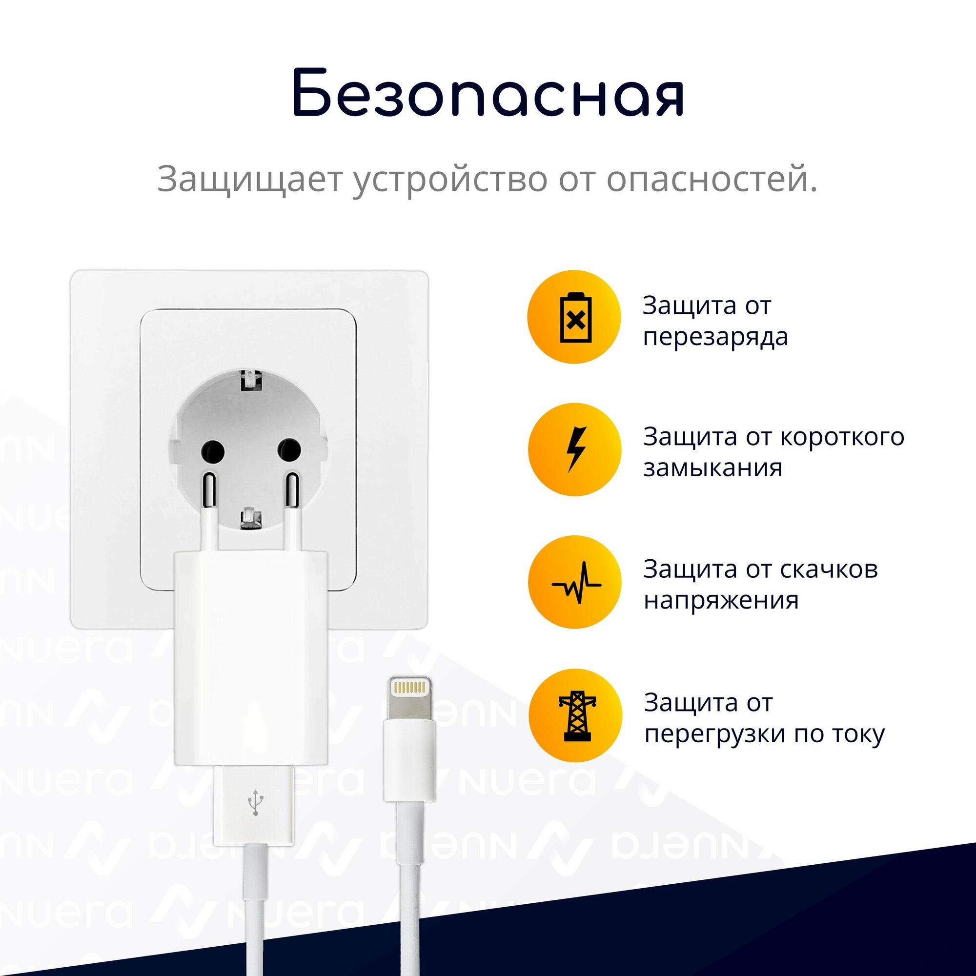 Зарядка для iPhone (5 Вт, 1А) + кабель USB - Lightning, 1 метр, с чипом MFI / комплект / Original drop