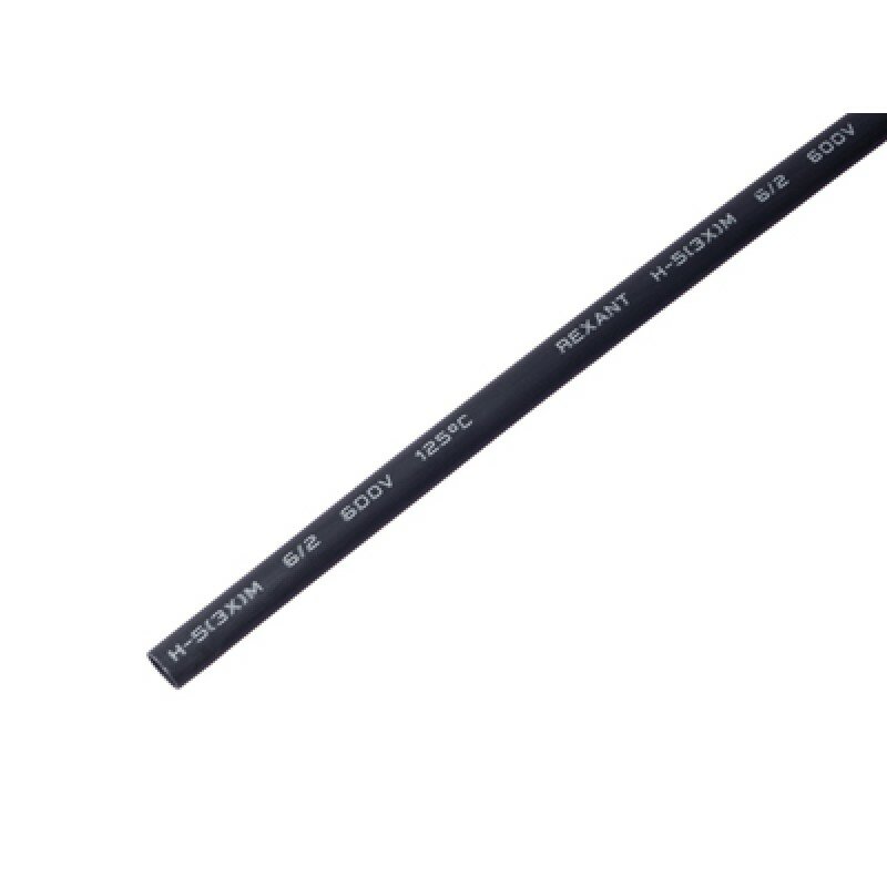 Термоусаживаемая трубка клеевая REXANT 6,0/2,0 мм, черная, 1 м