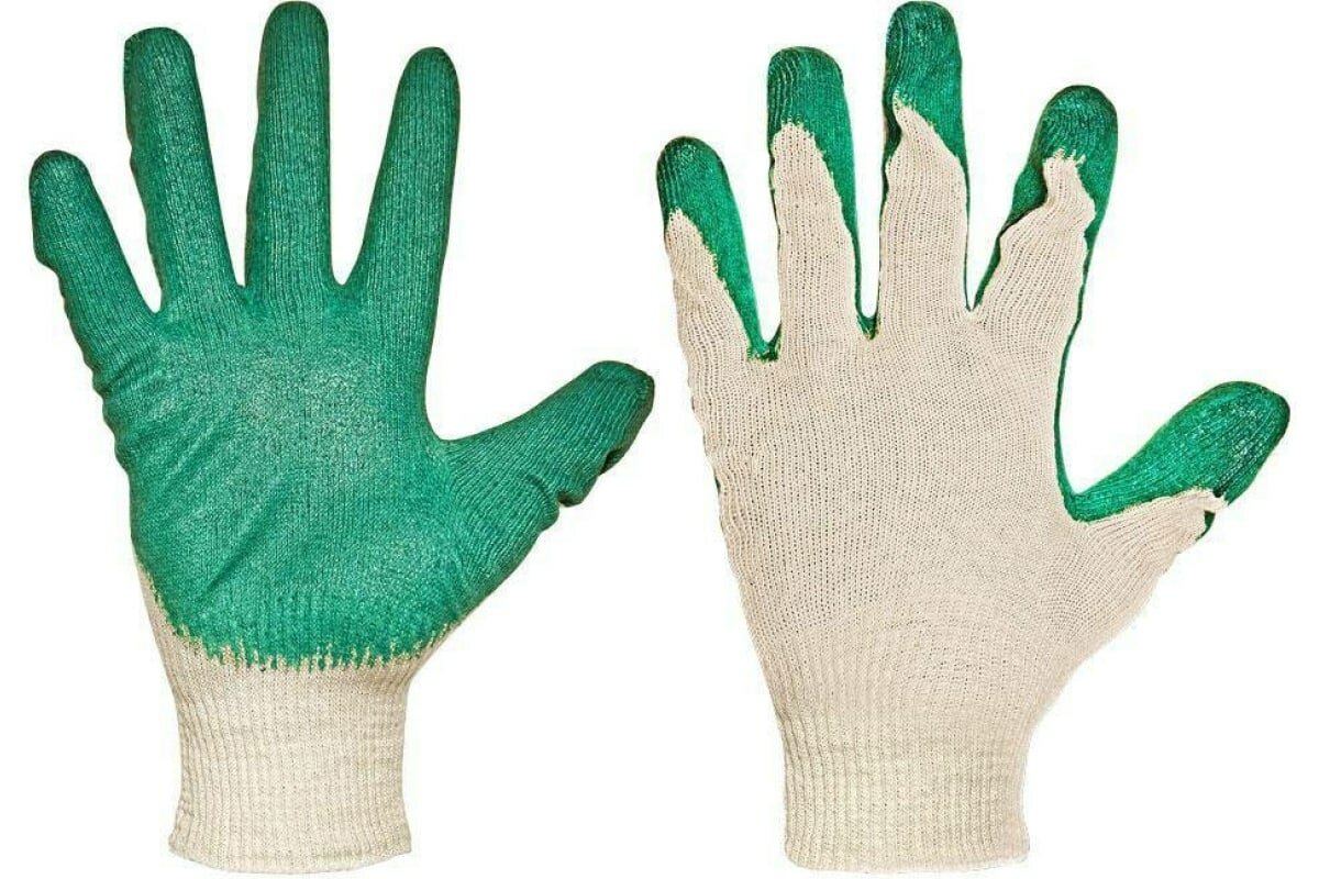 фото Перчатки с двойным латексным обливом INTERFIX люкс 13 класс, зеленые 30031