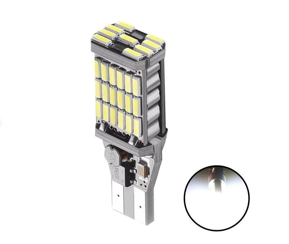 Светодиодные лампы W16W T15 12V 45 SMD диодов 2 шт. — фото 1