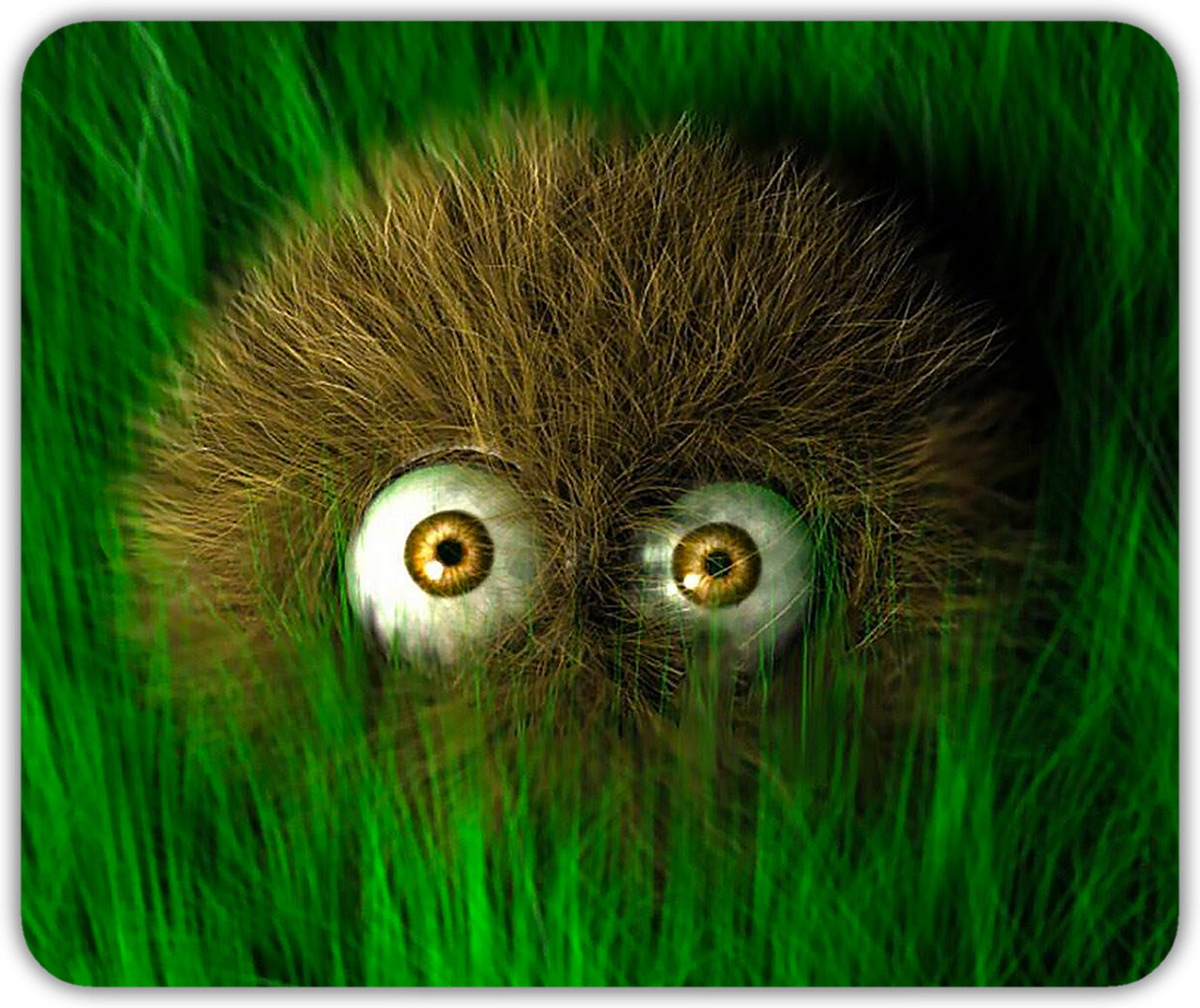 Коврик для мыши "Мохнатый чудик в траве" (24 x 20 см x 3 мм)