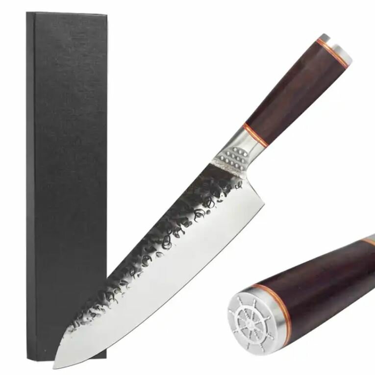 Нож шеф-повара кованый, длина лезвия - 20см, в подарочной упаковке, JD-Tec HK-1024С