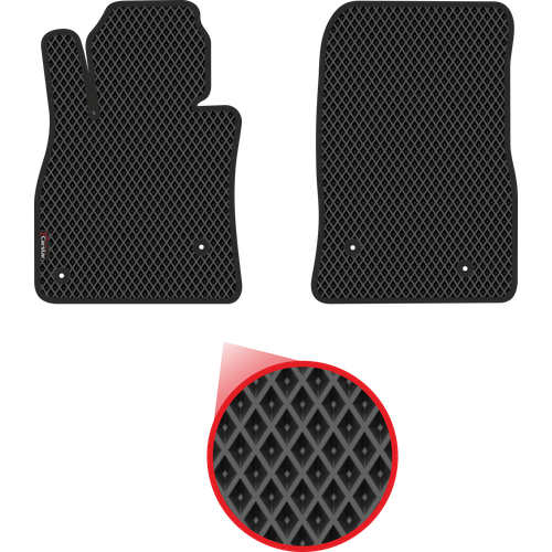 Передние коврики EVA для Mazda 3 III (2013-2019), чёрные с чёрным кантом, ячейка - ромб