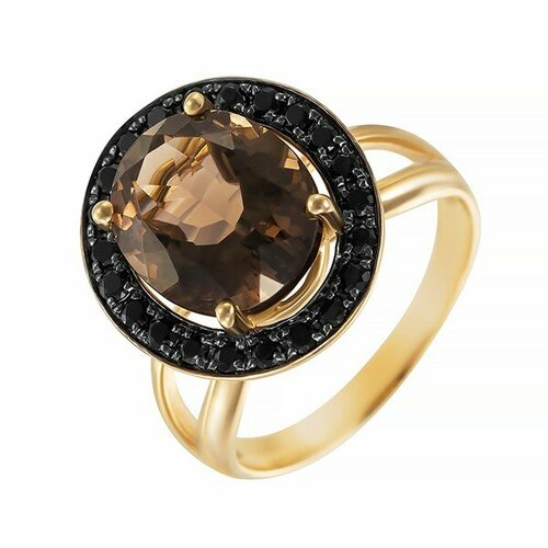 кольца magic stones золотое кольцо с раухтопазом Кольцо JV, желтое золото, 585 проба, шпинель, раухтопаз