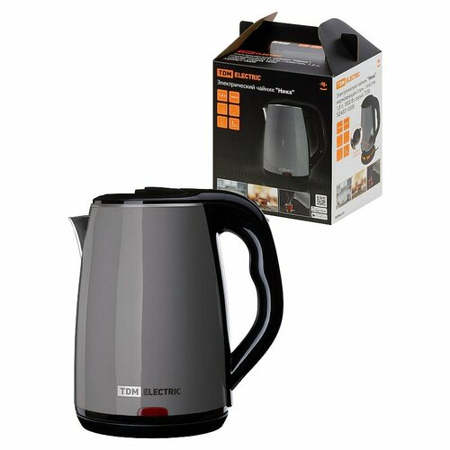 Электрический чайник Ника нержавеющая сталь пластик 18 л 1800 Вт серый TDM цена за 1 шт 157100₽