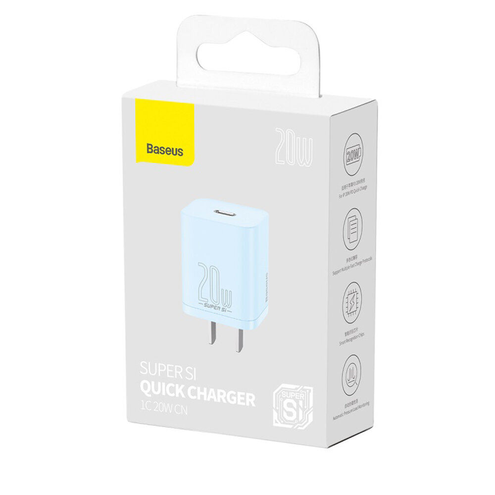 Блок питания сетевой 1 Type-C Baseus CCSP030103, Super Si Pro, 3000mA, QC3.0, PD3.0, цвет: синий — фото 1