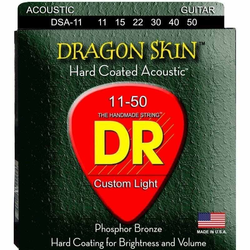 Струны для акустической гитары DR DSA-11 (11-50) Dragon Skin