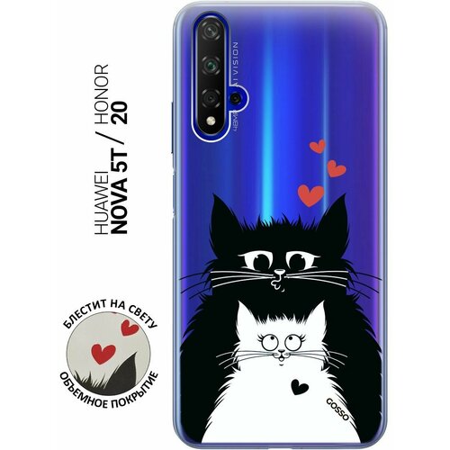 Ультратонкий силиконовый чехол-накладка Transparent для Honor 20, Huawei Nova 5T с 3D принтом Cats in Love ультратонкий силиконовый чехол накладка transparent для honor 30 pro с 3d принтом cats in love