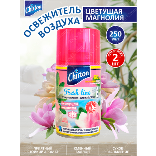 Освежитель воздуха Chirton Fresh Line Цветущая Магнолия 250 мл. сменный баллон х 2 шт.