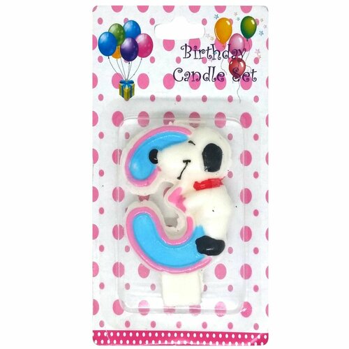 Свеча для торта цифра 3 7см веселый щенок 293₽