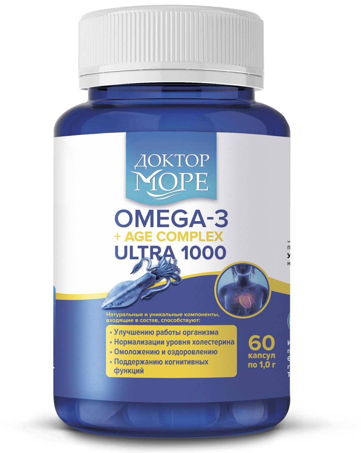 Доктор Море Омега-3 + АГЭ Ультра 1000 мг, 60 капс. по 1,0 гр.
