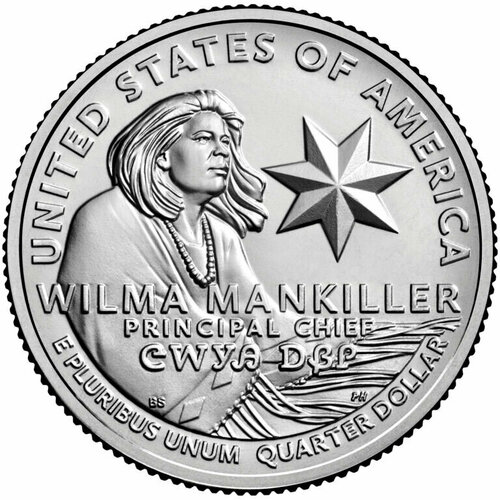 США 25 центов 2022. Американские женщины - Вильма Манкиллер сша 25 центов 2022 американские женщины 2 доктор салли райд