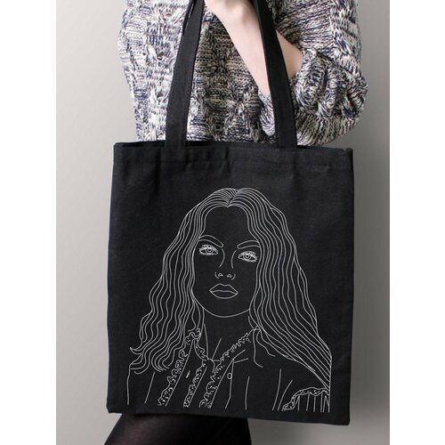 фото Сумка шоппер just4you, фактура матовая, черный, белый