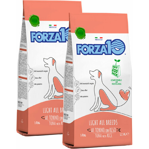 Сухой корм FORZA10 DOG MAINTENANCE LIGHT ALL BREEDS диетический для взрослых собак всех пород с тунцом и рисом (12,5 + 12,5 кг)