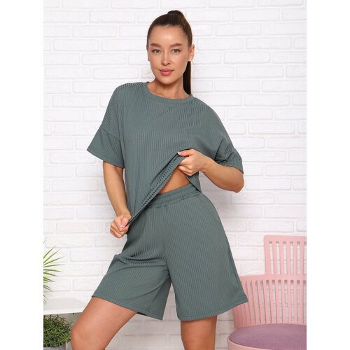 Комплект одежды ИВГрадТрикотаж, размер 48, хаки комплект одежды ивградтрикотаж размер 48 зеленый
