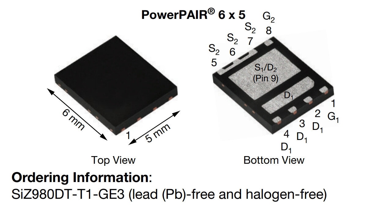 Микросхема SIZ980DT N-Channel MOSFET 30V 60A