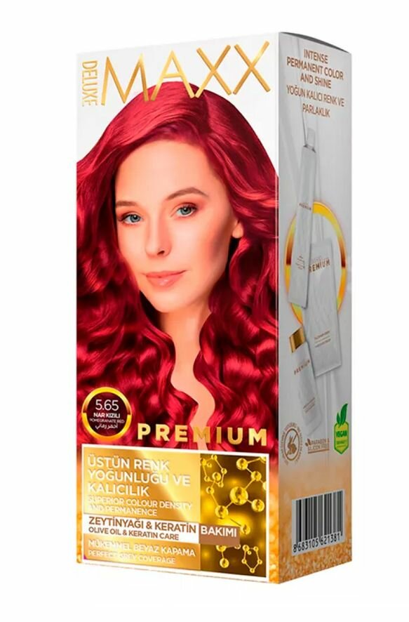 MAXX DELUXE Краска для волос Premium, тон 5.65 Клубнично-красный, 110 г, 1 уп