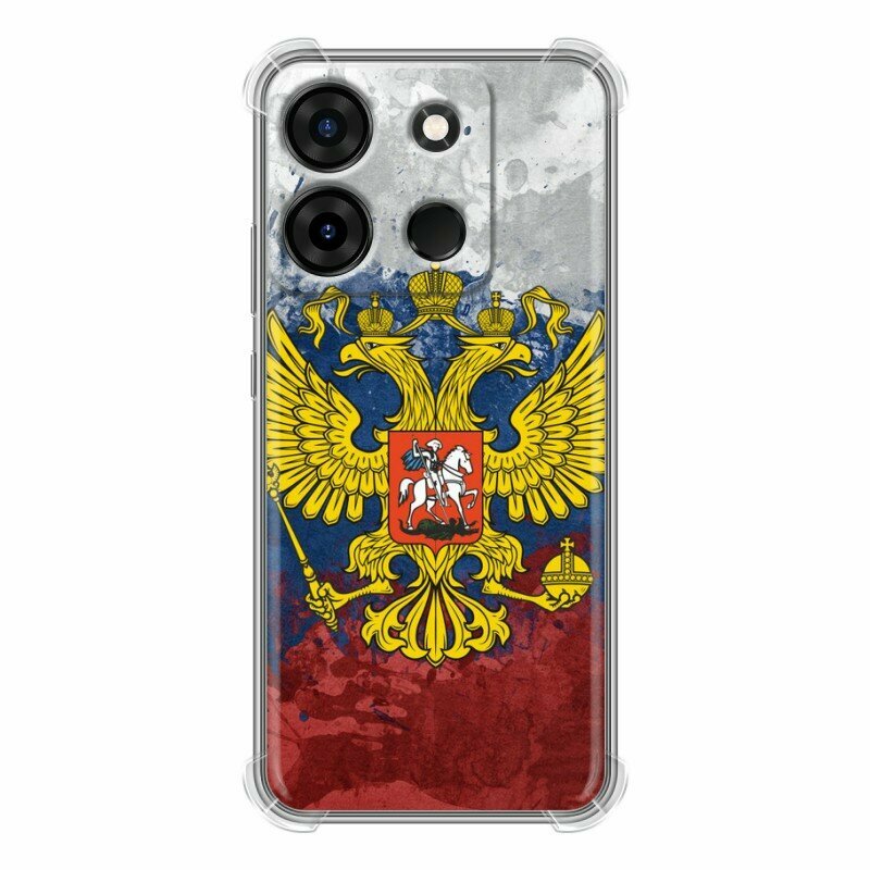 Дизайнерский силиконовый с усиленными углами чехол для Инфиникс Смарт 7 Плюс / Infinix Smart 7 Plus Российский флаг и герб