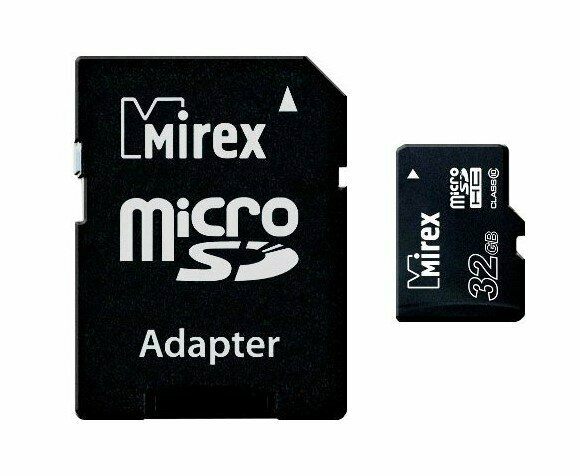 Карта памяти 32Gb MicroSD Mirex + SD адаптер 13613-AD10SD32