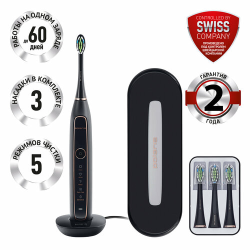 Электрическая зубная щетка Polaris PETB 0101 TC для бережной чистки 3 насадки черный 999900₽