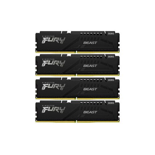 Оперативная память Kingston Память DDR5 4x16GB 5200MHz Kingston KF552C40BBK4-64 Fury Beast Black RTL Gaming PC5-41600 CL40 DIMM 288-pin 125В kit single rank с радиатором Ret 3335100₽