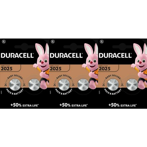 Батарейки литиевые Duracell Specialty, тип CR2025, 3В, 6шт