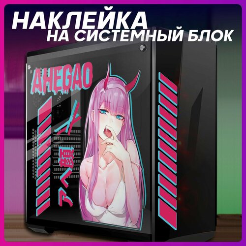Наклейка на корпус пк аниме Zero Two Ахегао