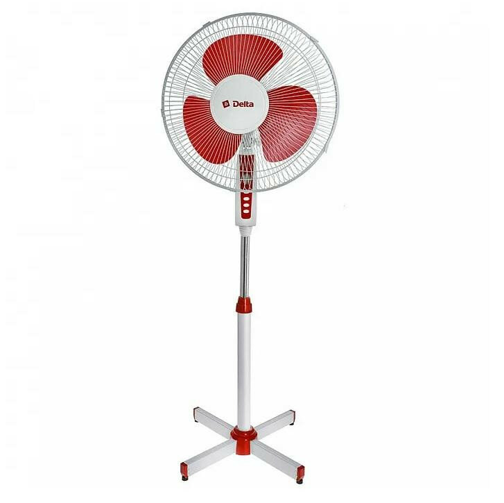Вентилятор напольный 45 Вт диаметр 40 см, высота 1,25 м белый/красный Delta DL-003N БЕЛ/красн