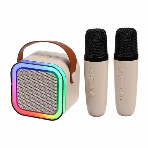 Мини караоке-система K12 5 Вт 2 микрофона 800400мАч Jack 35 Type-С USB RGB бежевая 214700₽