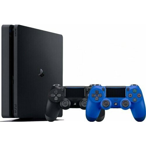 Игровая приставка Sony PlayStation 4 Slim 500 ГБ HDD без игр черный2-й геймпад синий 3400000₽