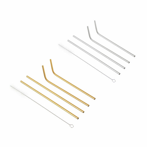 FNtastic Набор многоразовых трубочек из нержавеющей стали со щеткой 215мм 4 шт 2 цвета арт С1 24 штуки 2305₽