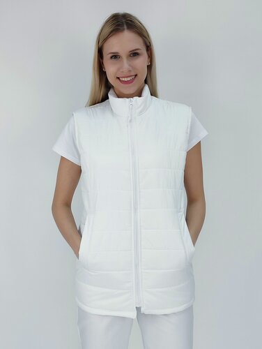 Изображение товара Жилет утепленный стеганый женский/мужской вилан на молнии, размер 44-46, белый