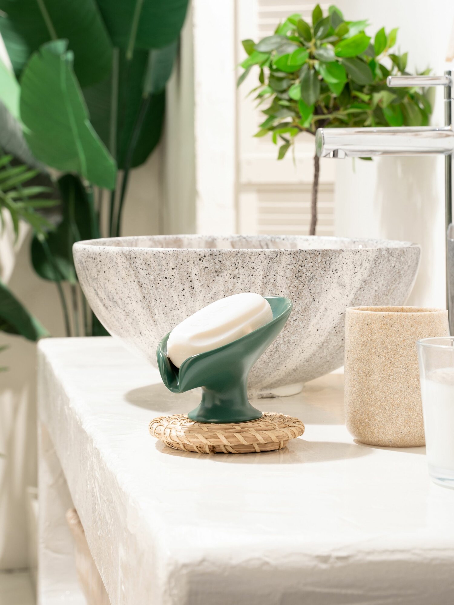 Мыльница Moda Decor, керамика, для кускового мыла, отдельно стоящая, фигурная, со сливом — фото 1