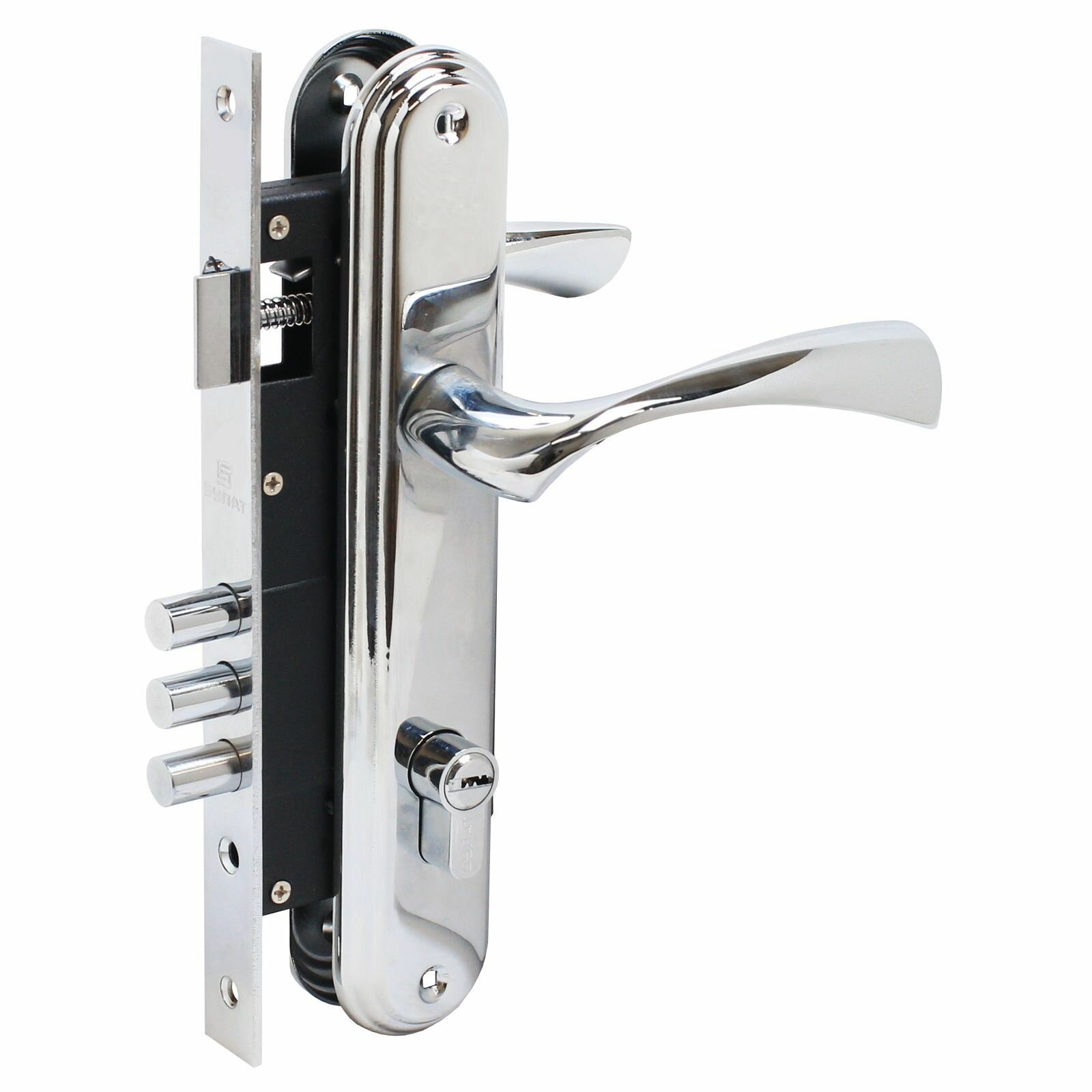 Замок врезной с ручками булат ЗВ4-3.03.04 номос хром  5 ключей