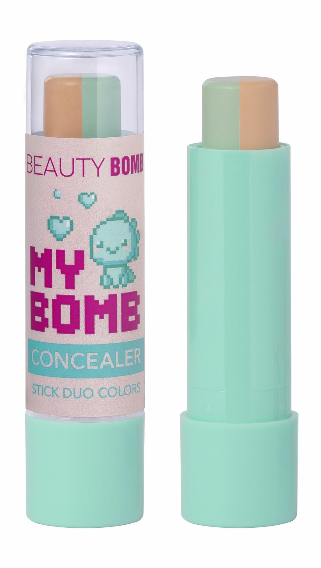 BEAUTY BOMB Консилер-стик Bomb Concealer двухцветный, 3,8 г, 01 Бежевый, Зеленый