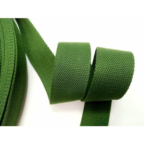 Стропа-лента ременная 38 мм, хлопок искусственный толщ. 2 мм, 5 метров, темно-зеленая