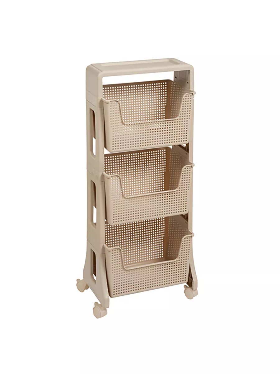 фото Этажерка на колесиках Лофт 3 яруса / пластиковый органайзер для хранения косметики и мелочей для ванной на колесах / подставка напольная для кухни
