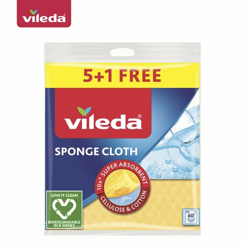 Салфетка губчатая Vileda (комплект 5+1 шт) 125316 синий, красный, желтый, синий