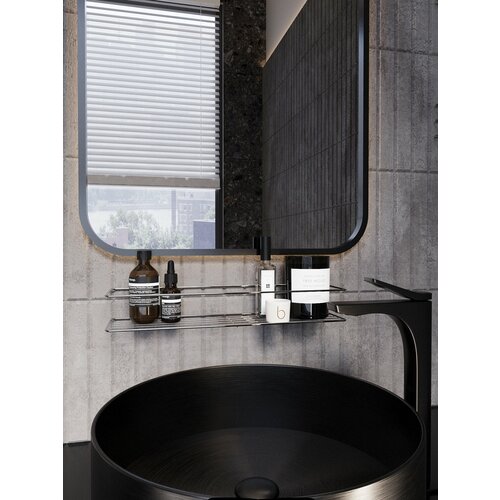 Полка для ванной и кухни Лофт 1-уровневая, серебристая, без сверления