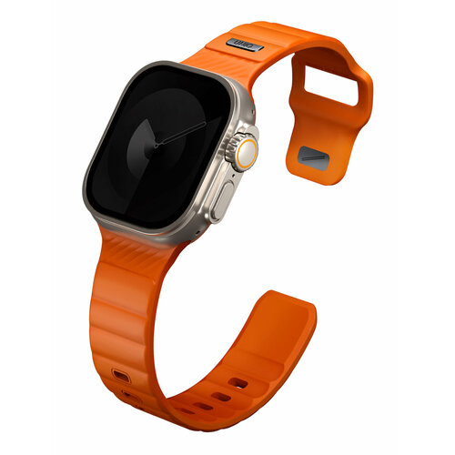 Uniq для Apple Watch 49/45/44/42 mm ремешок STRIDE FKM Rubber Volt Orange оранжевый, размер XXL (запястье более 200 мм), L (запястье 160–180 мм), М (запястье 150–160 мм), XL (запястье 180–200 мм)