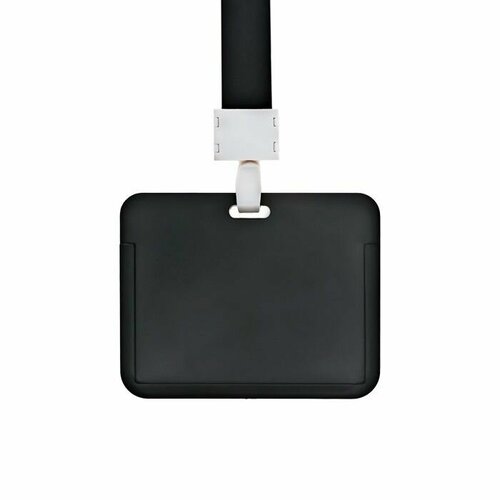 Бейдж горизонтальный внешний 100 х 80мм внутренний 52 х 82мм лента 42 см Черный 499₽